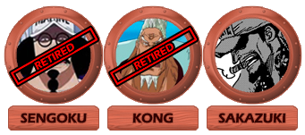 Sengoku (retired), Kong (retird), Sakazuki