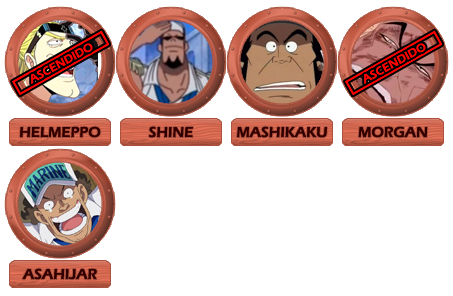 Helmeppo (ascendido), Shine, Mashikaku, Morgan (ascendido), Asahijar